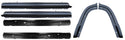 Set of metal vehicle components on a white background. Jeep Factory Style Outer, Inner Rocker Panel & Dog Leg Kit.