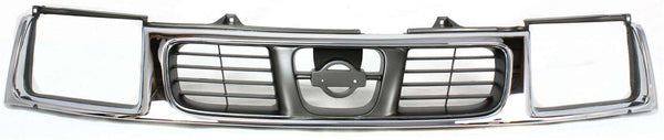 1998-2000 Nissan Frontier Grille, Chrome Shell/gray.