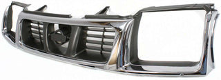 1998-2000 Nissan Frontier Grille, Chrome Shell/gray.