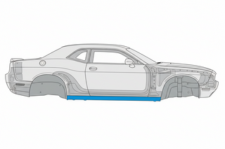 Diagram of where 2008-2014 Dodge Challenger Inner Rocker Panel, RH belongs. 