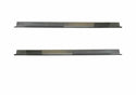 Two metal strips with a gradient color pattern on a white background. 1996-2004 Nissan Pathfinder 4 DR Outer Rocker Panel Pair.