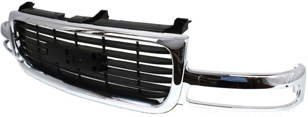 1999-2002 GMC Sierra Pickup Truck Grille, Chrome Shell/Black Insert.