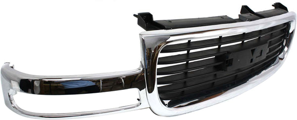 1999-2002 GMC Sierra Pickup Truck Grille, Chrome Shell/Black Insert.