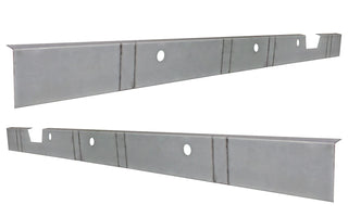 Two metal brackets on a white background. 1994-2002 Dodge Ram 4DR Ext Cab Inner Rocker Panel Pair.