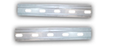 Two metal brackets on a white background. 2009-2018 Dodge Ram STD Cab Inner Rocker Panel Pair