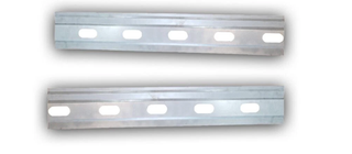 Two metal brackets on a white background. 2009-2018 Dodge Ram STD Cab Inner Rocker Panel Pair