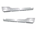 Two metal car bumper covers on a white background. 2009-2018 Dodge Ram Crew Cab Inner Rocker Panel Pair.