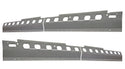 Two metal panels with cut-out holes on a white background. 2006-2009 Dodge Ram Mega Cab Truck Inner Rocker Panel Pair.