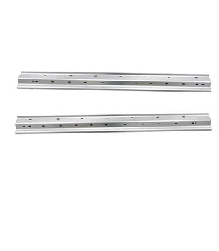 Two metal drawer slides on a white background. 2007-2015 Lincoln MKX Outer Rocker Panel Pair.