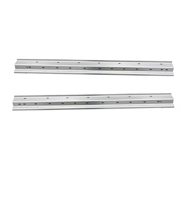 Two metal drawer slides on a white background. 2007-2015 Lincoln MKX Outer Rocker Panel Pair.