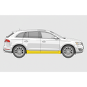 Side view of a white car with a yellow stripe on a gray background. 2010-2019 Lincoln MKT Outer Rocker Panel, RH