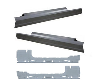 Set of metal car body panels on a white background. 2009-2014 Ford F-150 Reg Cab Inner & Outer Rocker Panels Kit.