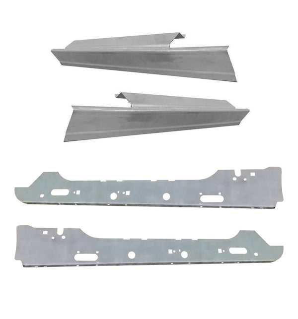 Set of metal brackets on a white background. 1997-2003 Ford F-150 Reg Cab 2DR Inner & Outer Rocker Panel Kit.