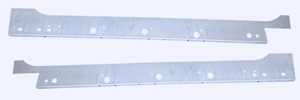 Two metal brackets on a white background. 1997-2002 Ford Expedition Inner Rocker Panel Pair.