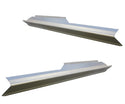 Two metal rocker panels on a white background. 1997-2003 Ford F-150 4dr Extended Cab Outer Rocker Panel Pair.