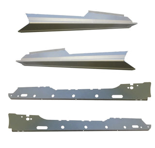 Four metal panels of varying lengths on a white background