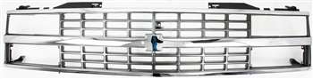 1988-1993 Chevy C2500 Pickup Grille, Chrome Shell w/Black Insert.