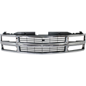 1994-2002 Chevy Pickup Grille, Chrome Shell/Silver.
