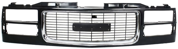 1994-2000 GMC K1500 Pickup Grille, Painted-Black W/Chrome Insert.