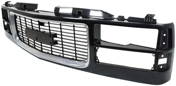 1994-2000 GMC K1500 Pickup Grille, Painted-Black W/Chrome Insert.
