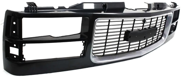 1994-2000 GMC C2500 Pickup Grille, Painted-Black W/Chrome Insert.