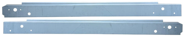 Two metal brackets on a white background. 1980-1996 Ford F-350 2dr Inner Rocker Panel Pair