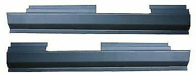 Two long, narrow metal strips on a white background'