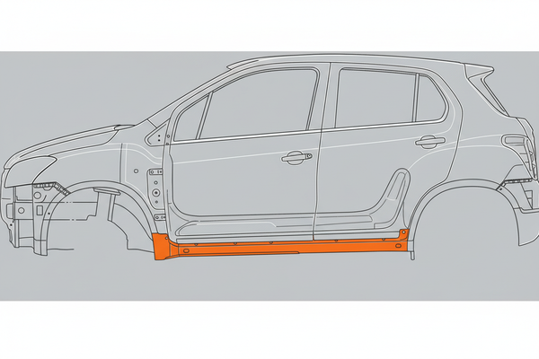 Diagram of where 2012-2022 Chevy Trax Inner Rocker Panel, LH goes with no text.