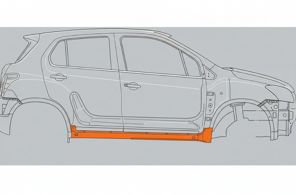 2012-2022 Chevy Trax Inner Rocker Panel, RH diagram of placement. 