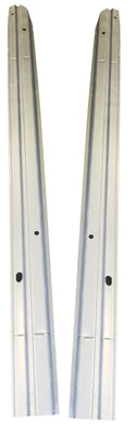 Two metal railings with a white background. Inner Rockers. 