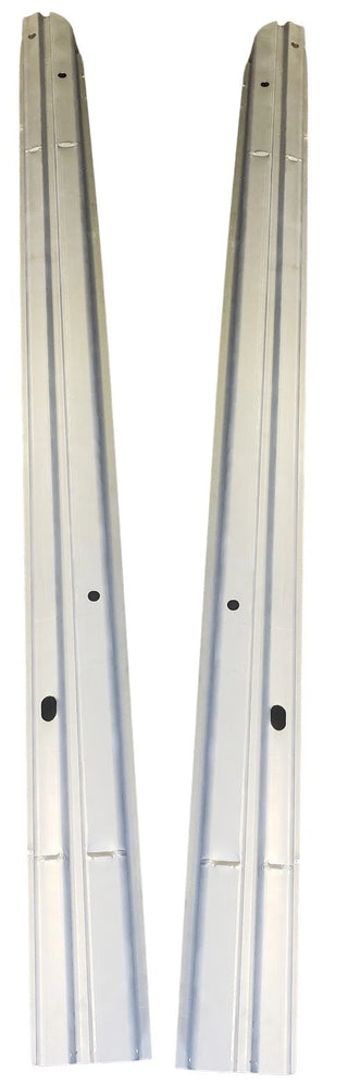 Two metal railings with a white background. Inner Rockers. 