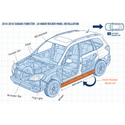 Diagram of a 2014-2018 Subaru Forester showing LH inner rocker panel installation.