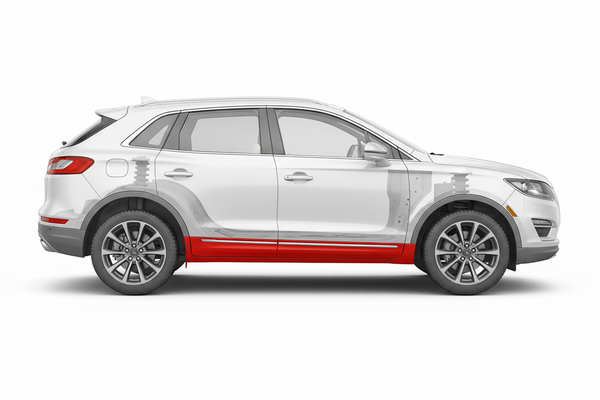 Diagram of where 2016-2018 Lincoln MKX Inner Rocker Panel, RH goes on right side of car with no text or arrows.  