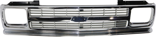 1991-1993 Chevy S-10 Pickup Grille, Chrome Shell/gray.