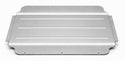 Metallic car undercarriage guard on a white background. 2016-2024 Chevy Camaro Trunk Pan Delete Panel