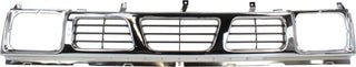 1993-1997 Nissan Pickup Grille, Chrome Shell/gray.
