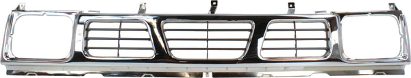 1993-1997 Nissan Pickup Grille, Chrome Shell/gray.