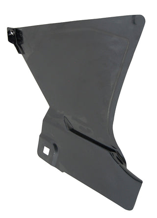 Black steel plate or cover on a white background. 1973-1987 Chevy C/K Pickup Foot Well Kick Panel, LH.