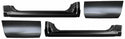 Set of black car body panels on a white background. 1992-1999 Rocker Panel and Front Quarter Panel.