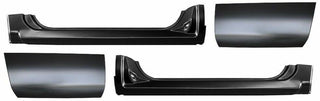 Set of black car body panels on a white background. 1992-1999 Rocker Panel and Front Quarter Panel.
