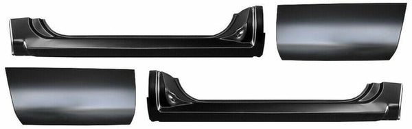 Set of black car body panels on a white background. 1992-1999 Rocker Panel and Front Quarter Panel.
