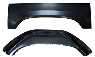 Two black car fenders on a white background. 1988-1998 Pickup Truck Rear Inner & Outer Wheel Arch Wheelhouse LH.