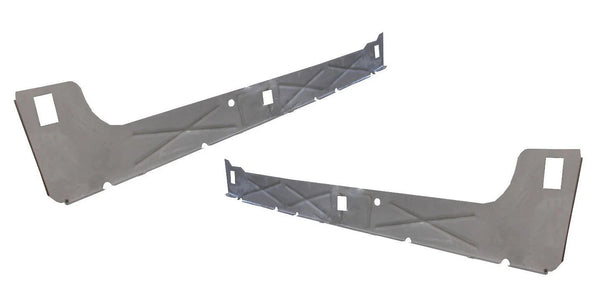 Two metal brackets on a white background. 1999-2015 Chevy Silverado Pickup Reg Cab Inner Rocker Panel Pair