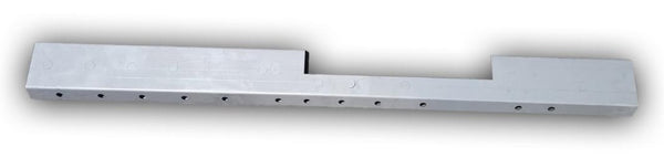 Metallic object with multiple holes on a white background. 2019-2025 GMC Sierra Extended Cab Inner Rocker Panel, LH.