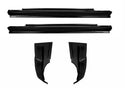 Set of black car body panels on a white background. 1982-1993 Standard 2dr Outer Rocker Panel Cab Corner Kit.