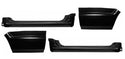 Set of black car body panels on a white background. 1994-2004 Factory Rocker Panel & Front Bed Panel 6ft Bed.