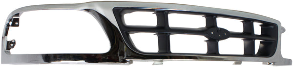 1997-1998 Ford F-150 Grille, Cross Bar, Chrome Shell/gray Insert.