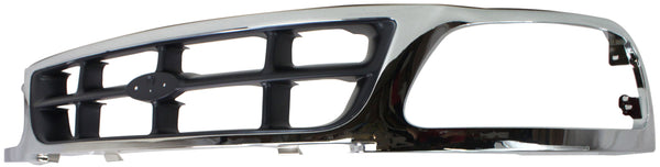 1997-1998 Ford F-150 Grille, Cross Bar, Chrome Shell/gray Insert.