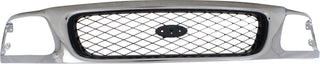 1997-1998 Ford F-150 Grille, Mesh, Chrome Shell/Silver.