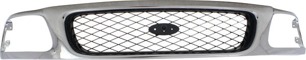 1997-1998 Ford F-150 Grille, Mesh, Chrome Shell/Silver.